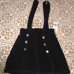 Flowy Mini Skirt with Suspenders